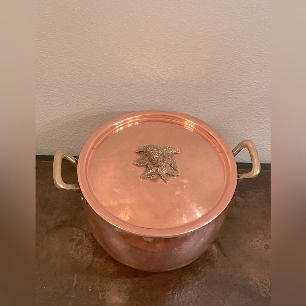 RUFFONI HISTORIA HAMMERED COPPER STOCK POT *7 1/2 QT. ARTICHOKE KNOB $600.00